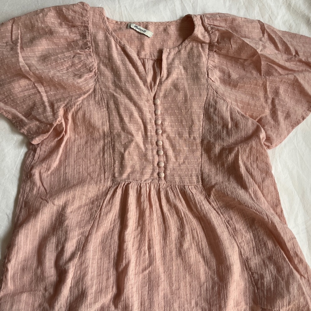 NWT Madewell Courtyard Flutter-Sleeve Top